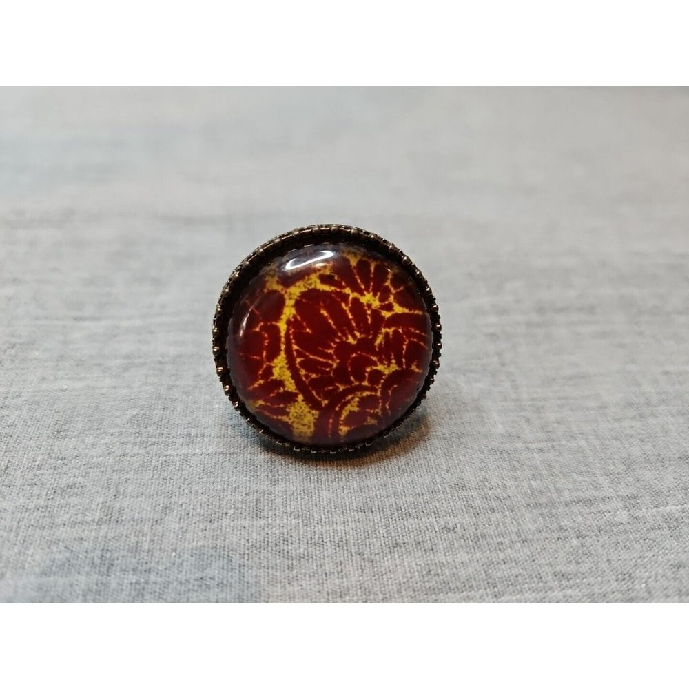 Vintage Large Brown Circular Ring, Snakeskin Illusion Design, Size 9